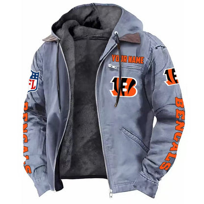 LIMITED EDITION - NEW CUSTOMIZED NFL16 CCB CINCINNATI BENGALS HOODED CARDIGAN JACKET