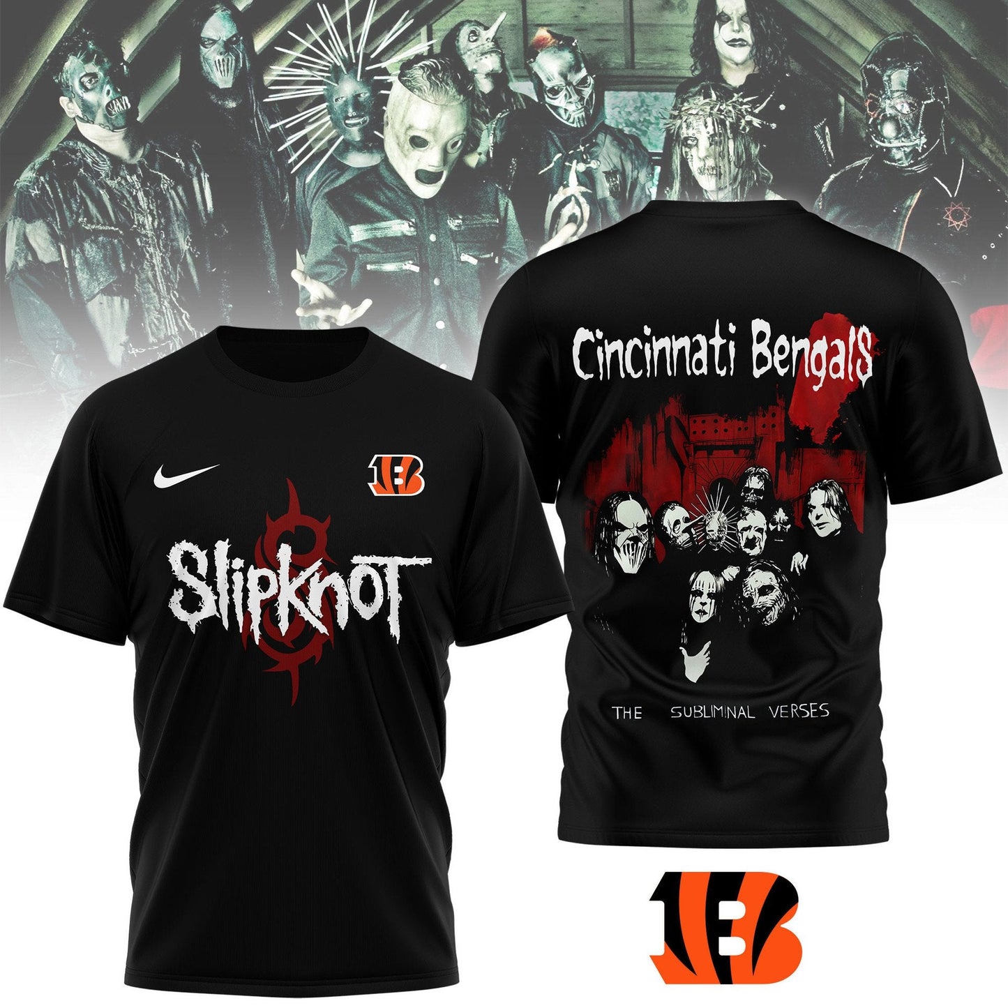 LIMITED EDITION - NEW CUSTOMIZED NFL16 CCB CINCINNATI BENGALS SLIPKNOT 3D SHIRT