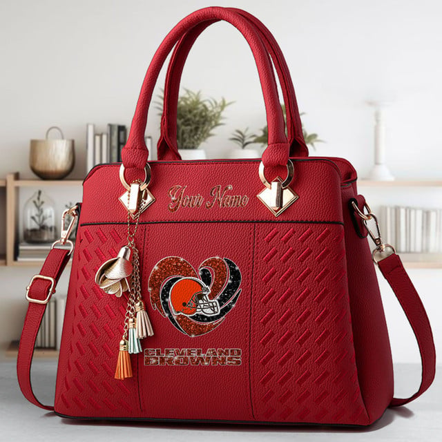 LIMITED EDITION - NEW CUSTOMIZED NFL29 CLB CLEVELAND BROWNS ZIP HANDBAG MULTICOLOR