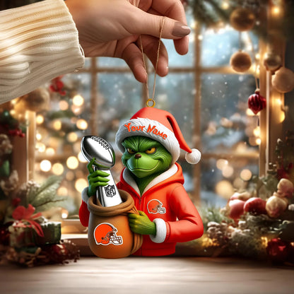LIMITED EDITION - NEW CUSTOMIZED NFL29 CLB CLEVELAND BROWNS THE GRINCH ACRYLIC ORNAMENT