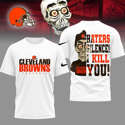 LIMITED EDITION - NEW CUSTOMIZED NFL29 CLB CLEVELAND BROWNS HATERS SILENCE I KILL YOU SHIRT