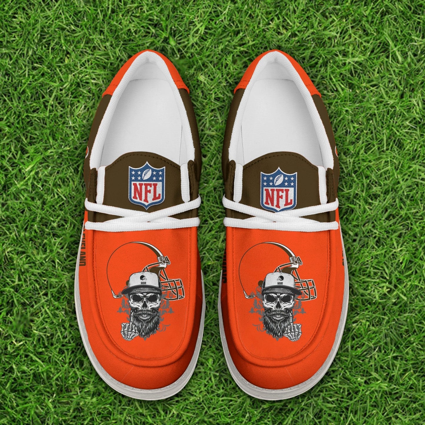 LIMITED EDITION - NEW CUSTOMIZED NFL29 CLB CLEVELAND BROWNS LOAFER SHOES