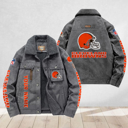 LIMITED EDITION - NEW CUSTOMIZED NFL29 CLB CLEVELAND BROWNS FLEECE JACKET