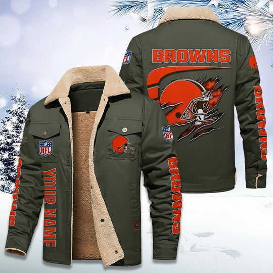 LIMITED EDITION - NEW CUSTOMIZED NFL29 CLB CLEVELAND BROWNS FLEECE JACKET