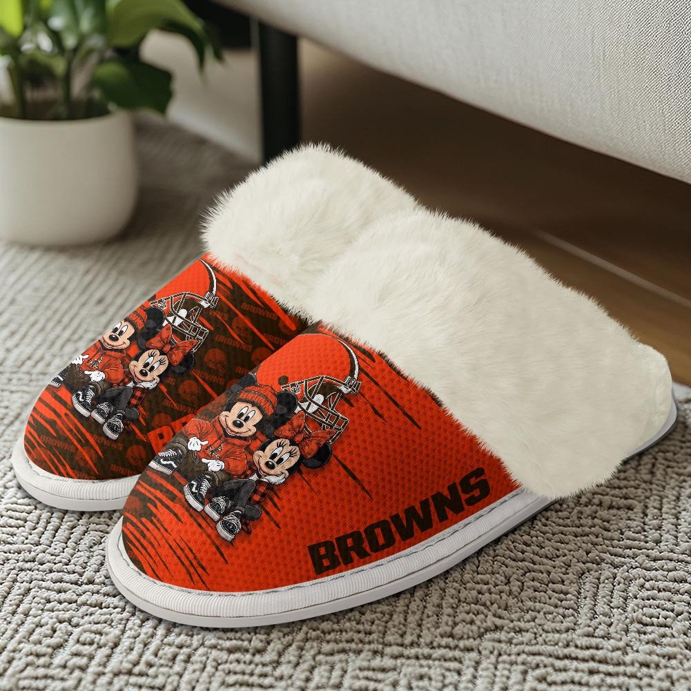 LIMITED EDITION - NEW CUSTOMIZED NFL29 CLB CLEVELAND BROWNS COTTON SLIPPERS