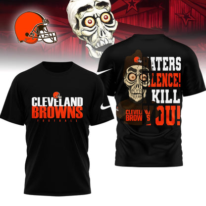 LIMITED EDITION - NEW CUSTOMIZED NFL29 CLB CLEVELAND BROWNS HATERS SILENCE I KILL YOU SHIRT