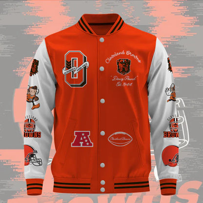 LIMITED EDITION - NEW CUSTOMIZED NFL29 CLB CLEVELAND BROWNS BASEBALL JACKET
