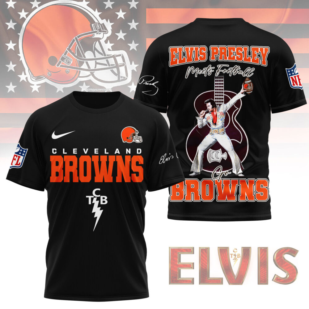LIMITED EDITION - NEW CUSTOMIZED NFL29 CLB CLEVELAND BROWNS X ELVIS PRESLEY FAN 3D SHIRT