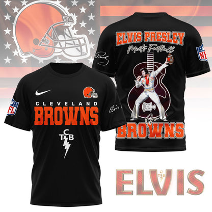 LIMITED EDITION - NEW CUSTOMIZED NFL29 CLB CLEVELAND BROWNS X ELVIS PRESLEY FAN 3D SHIRT