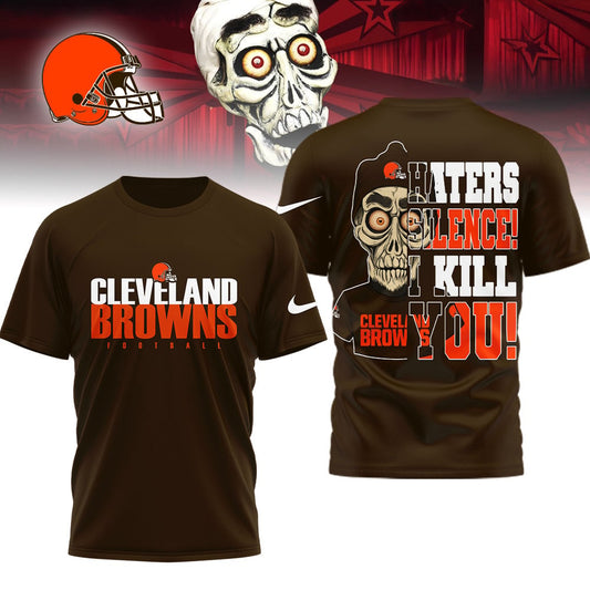 LIMITED EDITION - NEW CUSTOMIZED NFL29 CLB CLEVELAND BROWNS HATERS SILENCE I KILL YOU SHIRT