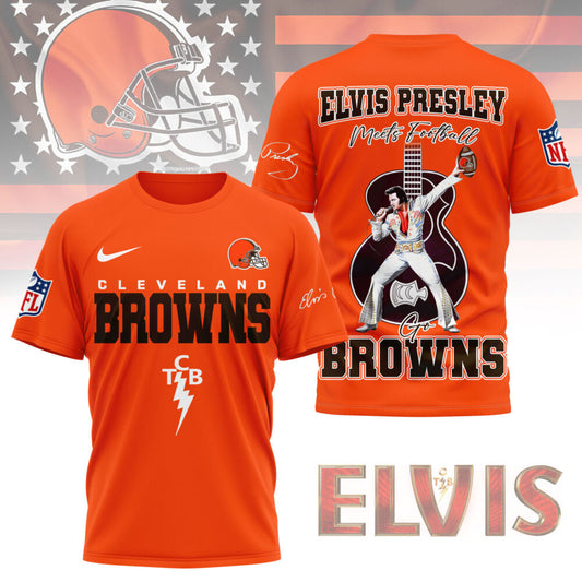 LIMITED EDITION - NEW CUSTOMIZED NFL29 CLB CLEVELAND BROWNS X ELVIS PRESLEY FAN 3D SHIRT