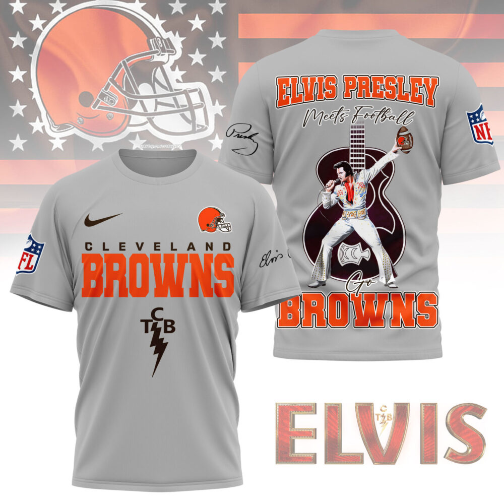 LIMITED EDITION - NEW CUSTOMIZED NFL29 CLB CLEVELAND BROWNS X ELVIS PRESLEY FAN 3D SHIRT