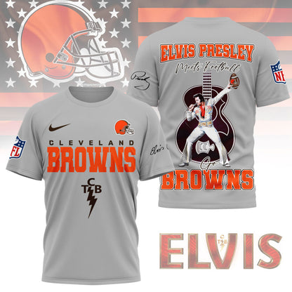 LIMITED EDITION - NEW CUSTOMIZED NFL29 CLB CLEVELAND BROWNS X ELVIS PRESLEY FAN 3D SHIRT