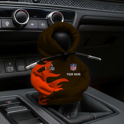 LIMITED EDITION - NEW CUSTOMIZED NFL29 CLB CLEVELAND BROWNS CAR HOODIE SHIFT KNOB COVER