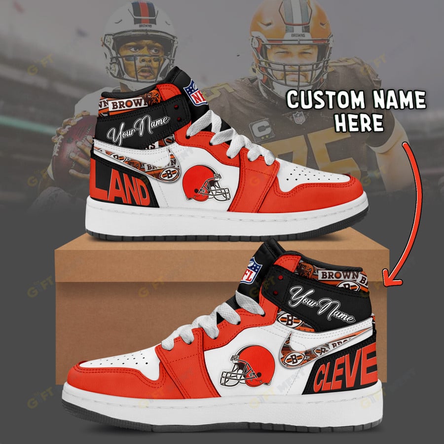 LIMITED EDITION - NEW CUSTOMIZED NFL29 CLB CLEVELAND BROWNS AIR JORDAN 1