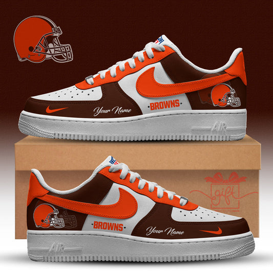 LIMITED EDITION - NEW CUSTOMIZED NFL29 CLB CLEVELAND BROWNS AF1 SNEAKERS