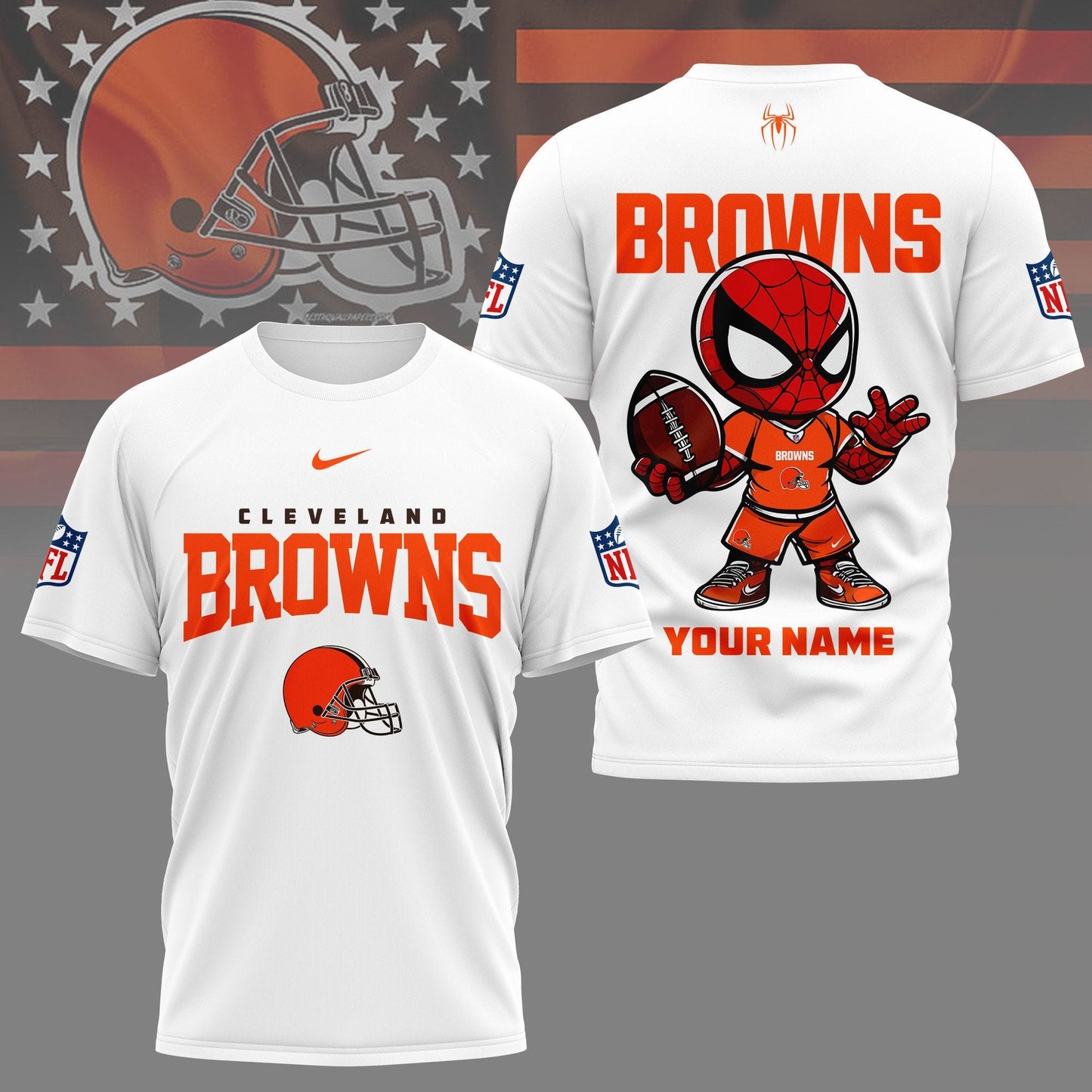 LIMITED EDITION - NEW CUSTOMIZED NFL29 CLB CLEVELAND BROWNS SPIDER HERO 3D SHIRT