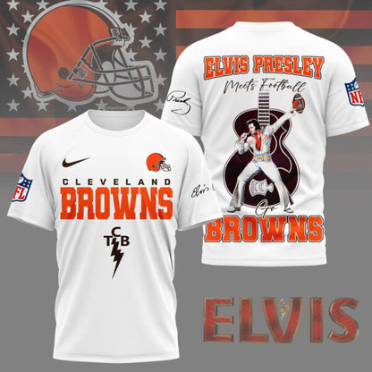 LIMITED EDITION - NEW CUSTOMIZED NFL29 CLB CLEVELAND BROWNS X ELVIS PRESLEY FAN 3D SHIRT