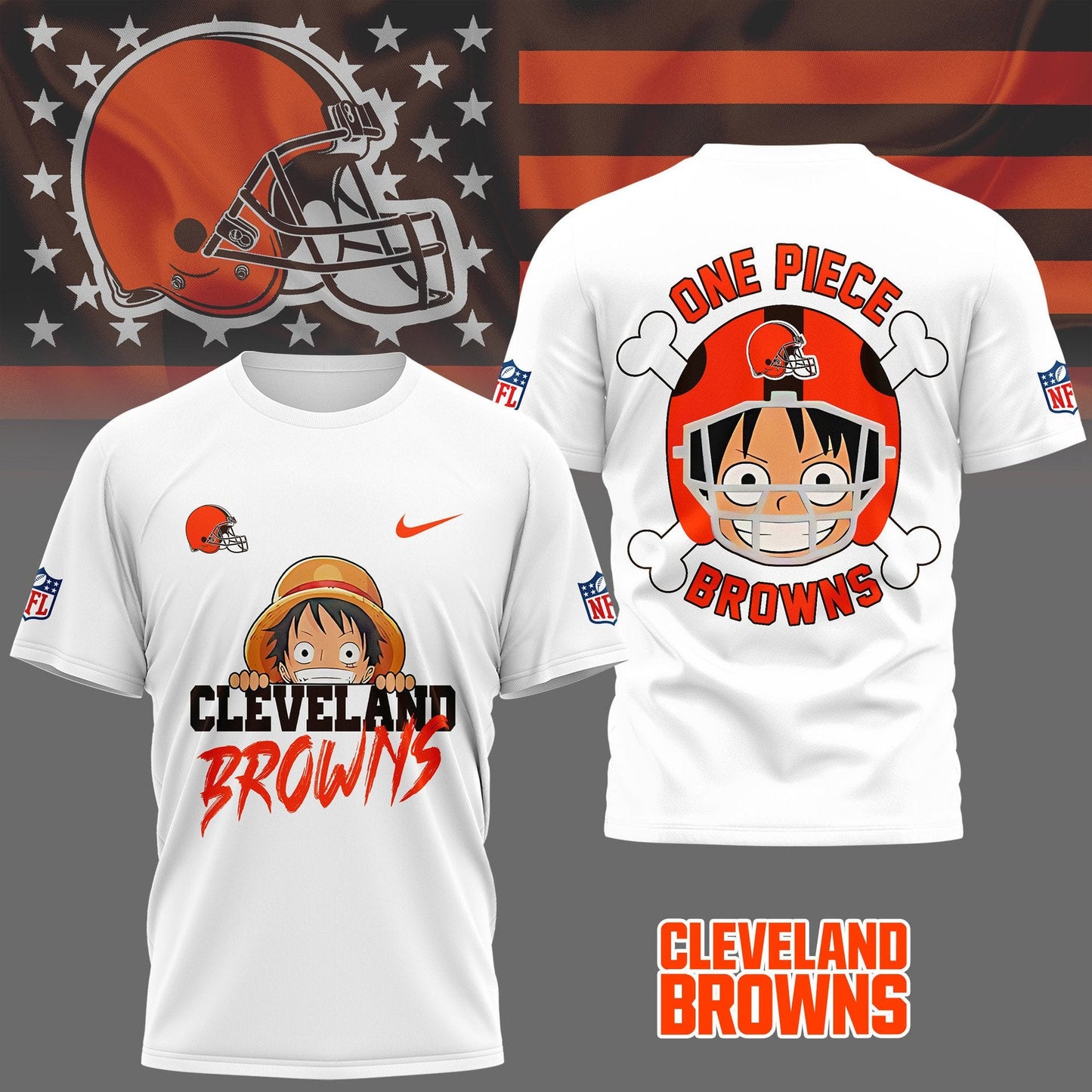LIMITED EDITION - NEW CUSTOMIZED NFL29 CLB CLEVELAND BROWNS ONE PIECE FAN 3D SHIRT