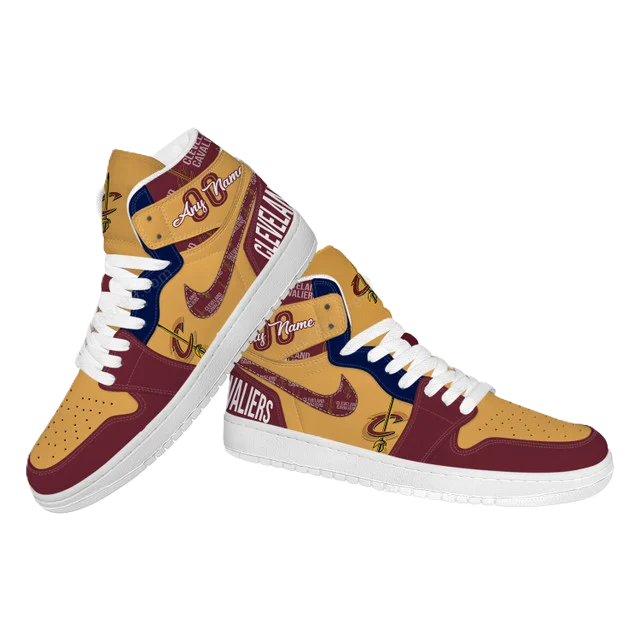 LIMITED EDITION - NEW CUSTOMIZED NBA02 CL CAVALIERS AIR JORDAN SNEAKERS