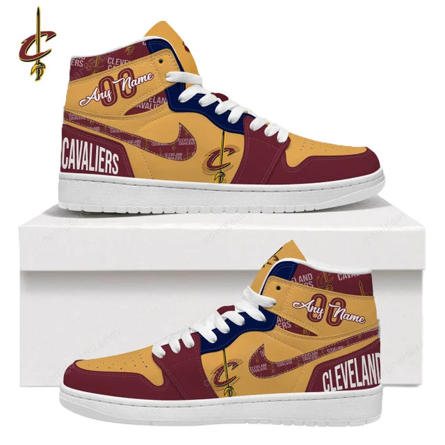 LIMITED EDITION - NEW CUSTOMIZED NBA02 CL CAVALIERS AIR JORDAN SNEAKERS