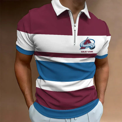 LIMITED EDITION - NEW CUSTOMIZED NHL05 CL AVALANCHE ZIP POLO SHIRT