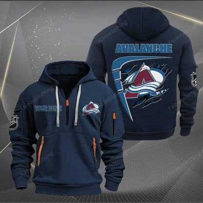 LIMITED EDITION - NEW CUSTOMIZED NHL05 CAL COLORADO AVALANCHE QUARTER ZIP HOODIE