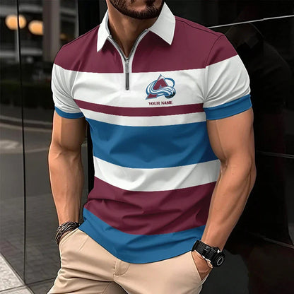 LIMITED EDITION - NEW CUSTOMIZED NHL05 CL AVALANCHE ZIP POLO SHIRT