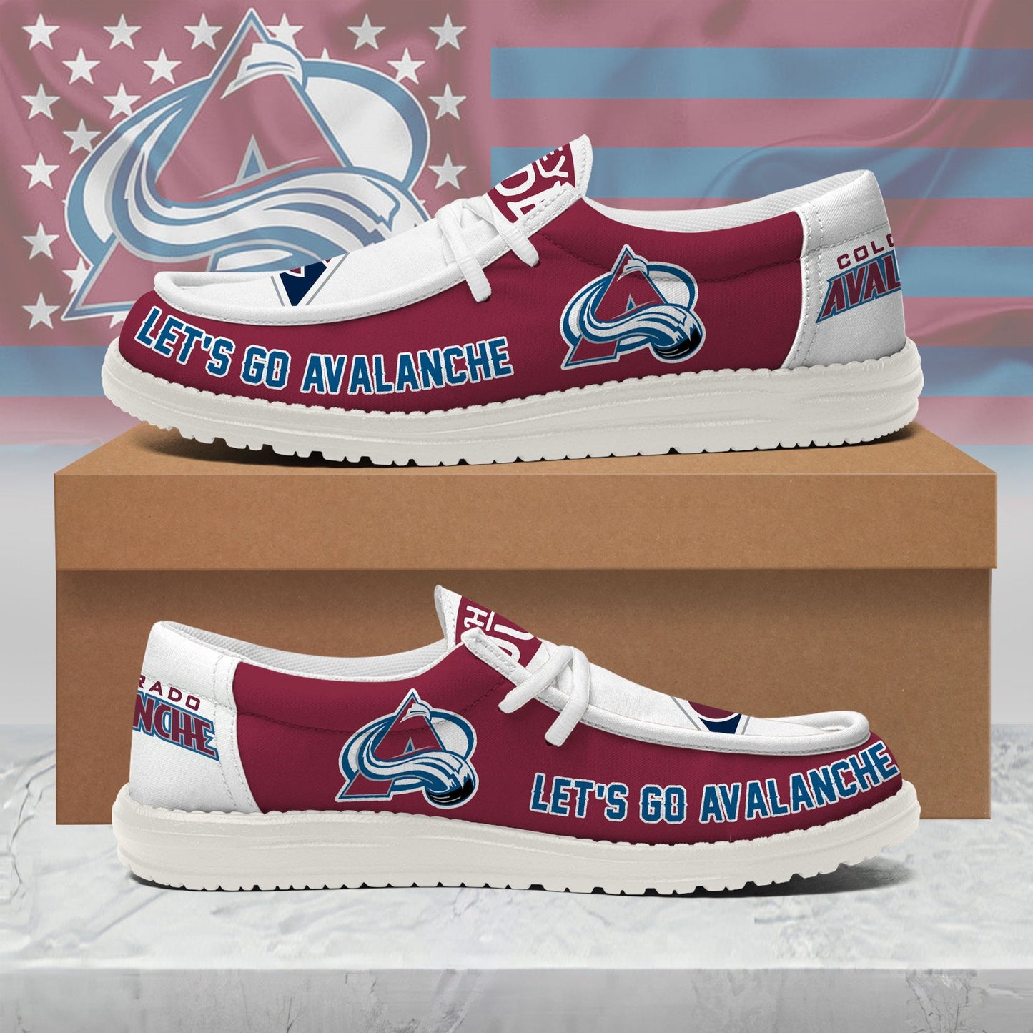 LIMITED EDITION - NEW CUSTOMIZED NHL05 CAL COLORADO AVALANCHE LOAFER SHOES