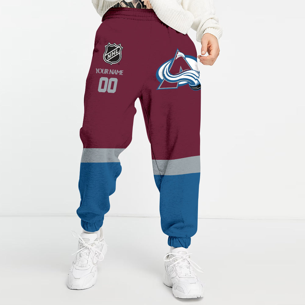LIMITED EDITION - NEW CUSTOMIZED NHL05 CAL COLORADO AVALANCHE COMBO HOODIE & LONGPANTS