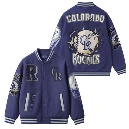 LIMITED EDITION - NEW CUSTOMIZED MLB30 CL ROCKIES SATIN VARSITY & BASEBALL JACKET