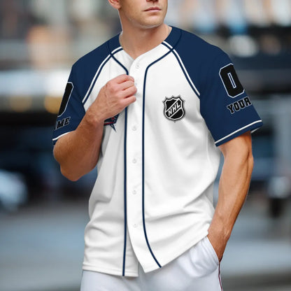 LIMITED EDITION - NEW CUSTOMIZED NHL18 CBJ COLUMBUS BLUE JACKETS BASEBALL JERSEY