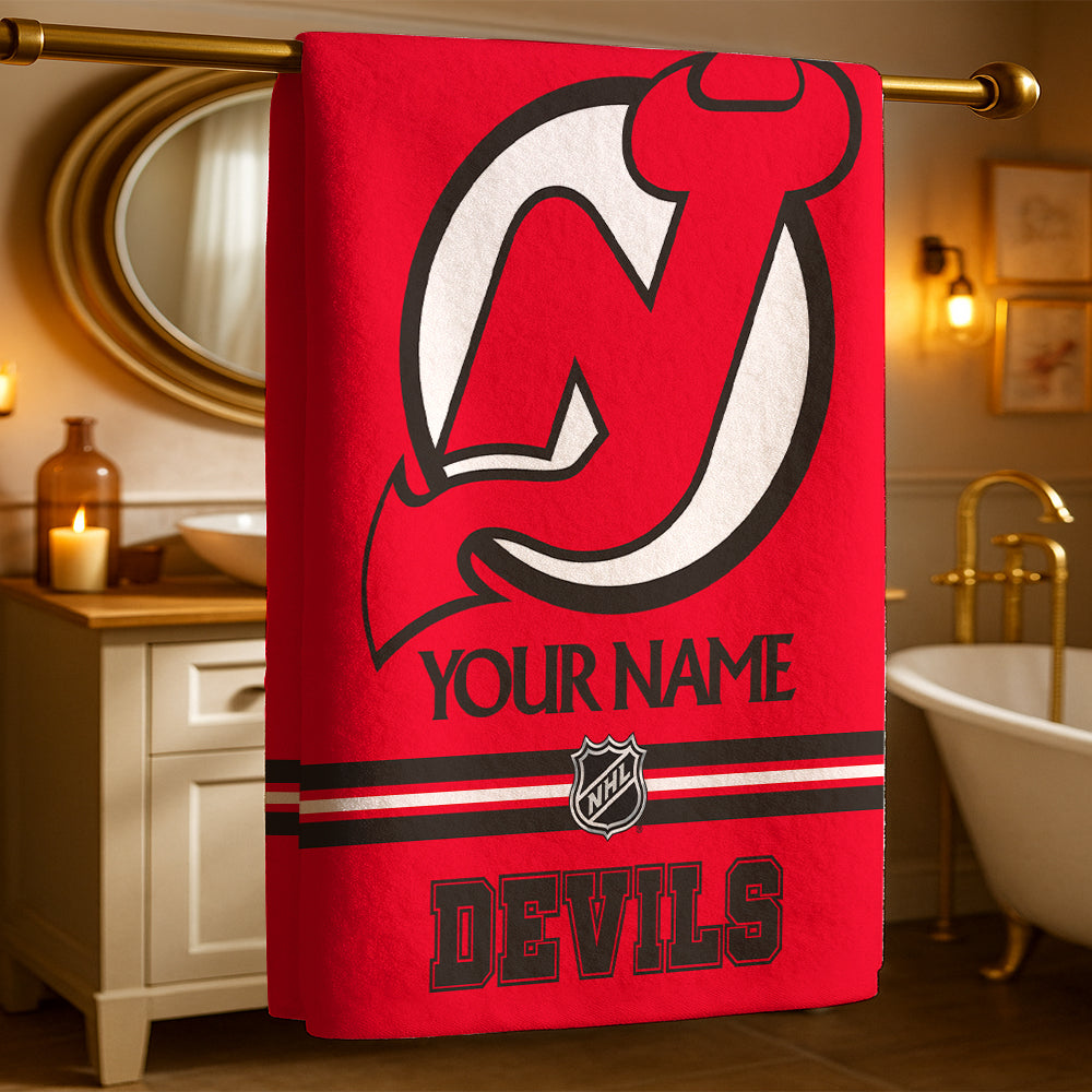 LIMITED EDITION - NEW CUSTOMIZED NHL06 NJD NEW JERSEY DEVILS BEACH & BATH TOWEL