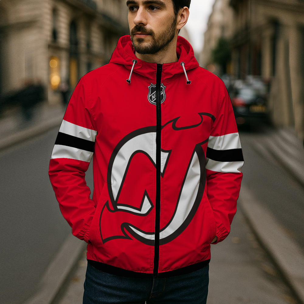 LIMITED EDITION - NEW CUSTOMIZED NHL06 NJD NEW JERSEY DEVILS WINDBREAKER JERSEY JACKET