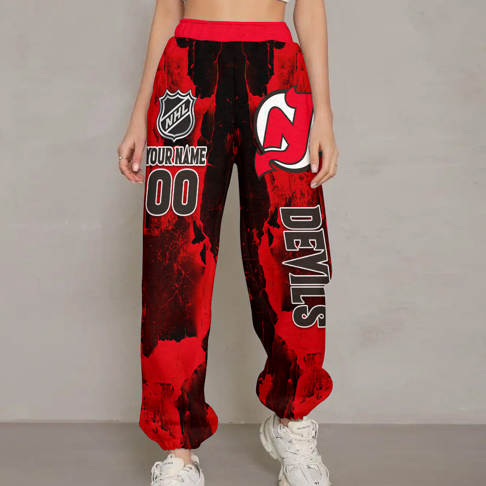 LIMITED EDITION - NEW CUSTOMIZED NHL06 NJD NEW JERSEY DEVILS LONG PANTS