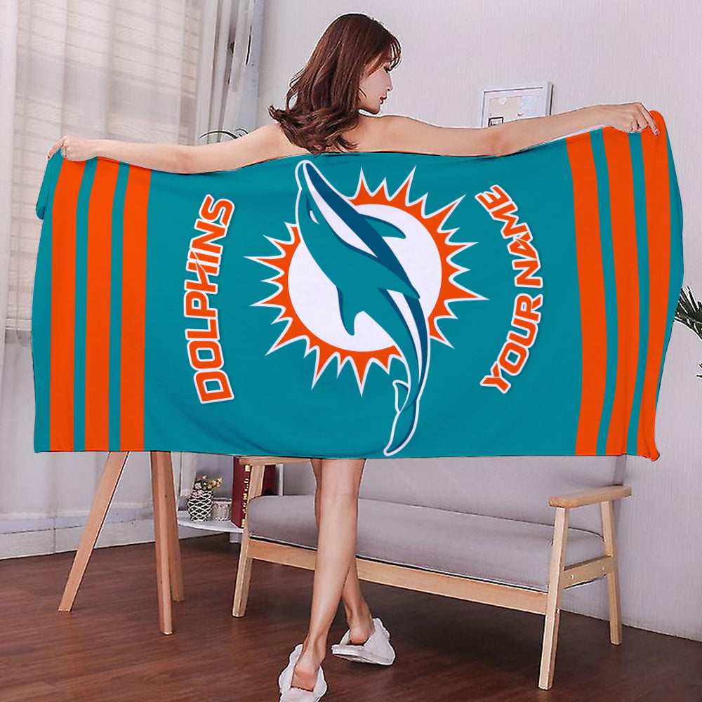 LIMITED EDITION - NEW CUSTOMIZED NFL19 MDP MIAMI DOLPHINS BEACH & BATH TOWEL