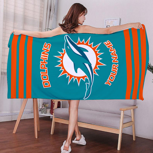 LIMITED EDITION - NEW CUSTOMIZED NFL19 MDP MIAMI DOLPHINS BEACH & BATH TOWEL