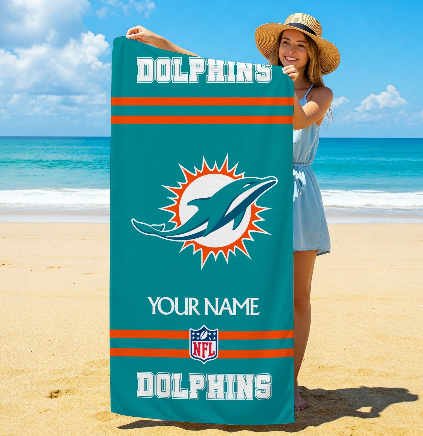LIMITED EDITION - NEW CUSTOMIZED NFL19 MDP MIAMI DOLPHINS BEACH & BATH TOWEL (KIDS & ADULTS)
