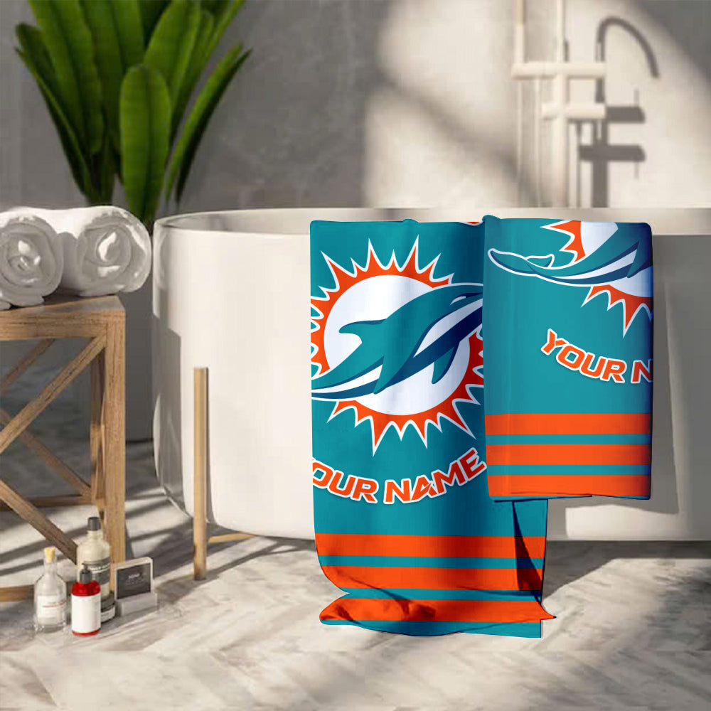 LIMITED EDITION - NEW CUSTOMIZED NFL19 MDP MIAMI DOLPHINS BEACH & BATH TOWEL