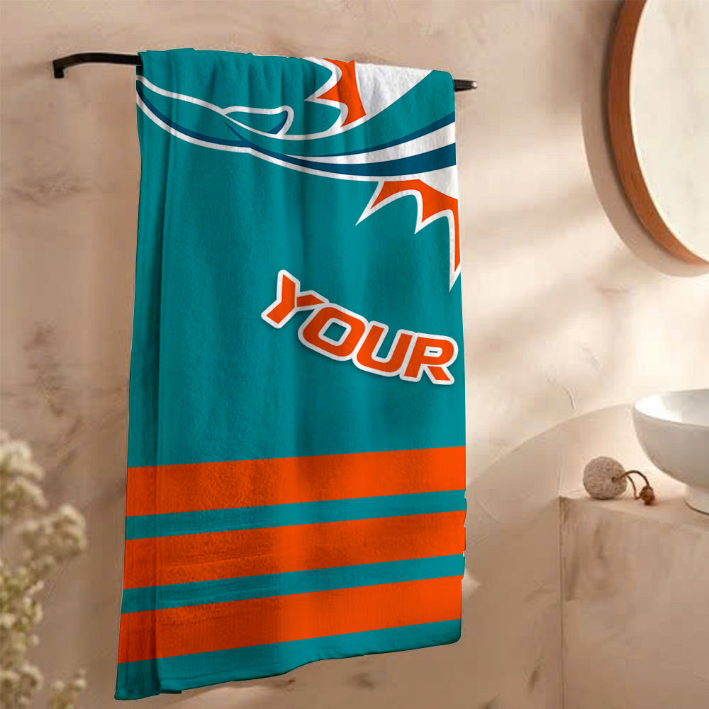 LIMITED EDITION - NEW CUSTOMIZED NFL19 MDP MIAMI DOLPHINS BEACH & BATH TOWEL