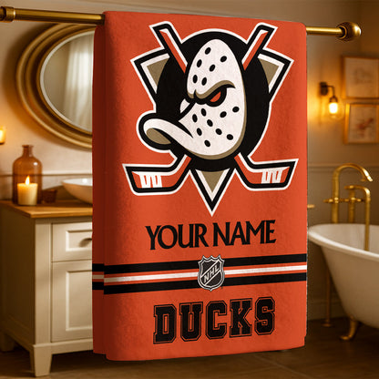 LIMITED EDITION - NEW CUSTOMIZED NHL09 AHD ANAHEIM DUCKS BEACH & BATH TOWEL