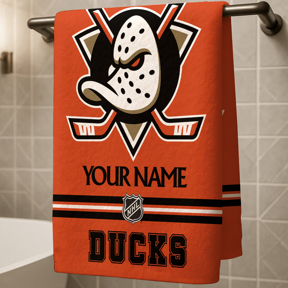 LIMITED EDITION - NEW CUSTOMIZED NHL09 AHD ANAHEIM DUCKS BEACH & BATH TOWEL