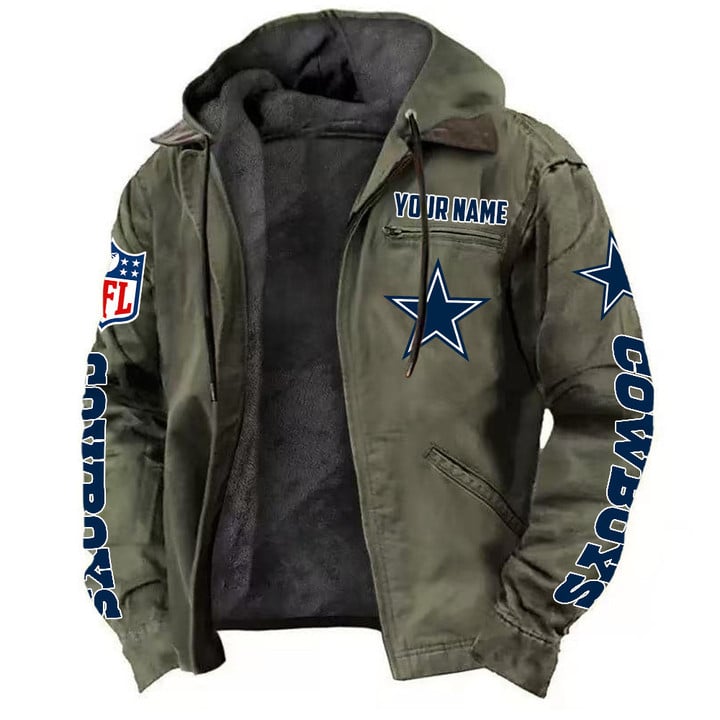 LIMITED EDITION - NEW CUSTOMIZED NFL21 DCB DALLAS COWBOYS HOODED CARDIGAN JACKET