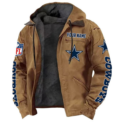 LIMITED EDITION - NEW CUSTOMIZED NFL21 DCB DALLAS COWBOYS HOODED CARDIGAN JACKET