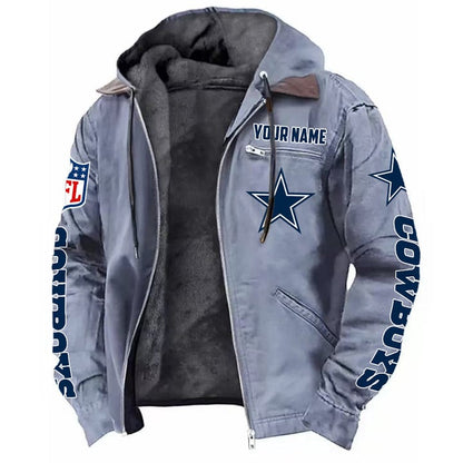 LIMITED EDITION - NEW CUSTOMIZED NFL21 DCB DALLAS COWBOYS HOODED CARDIGAN JACKET