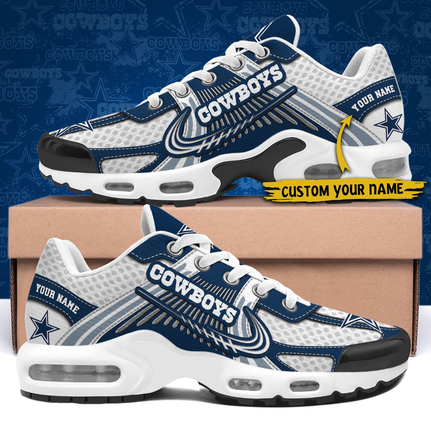 LIMITED EDITION - NEW CUSTOMIZED NFL21 DCB DALLAS COWBOYS UNISEX AIR MAX PLUS SNEAKERS