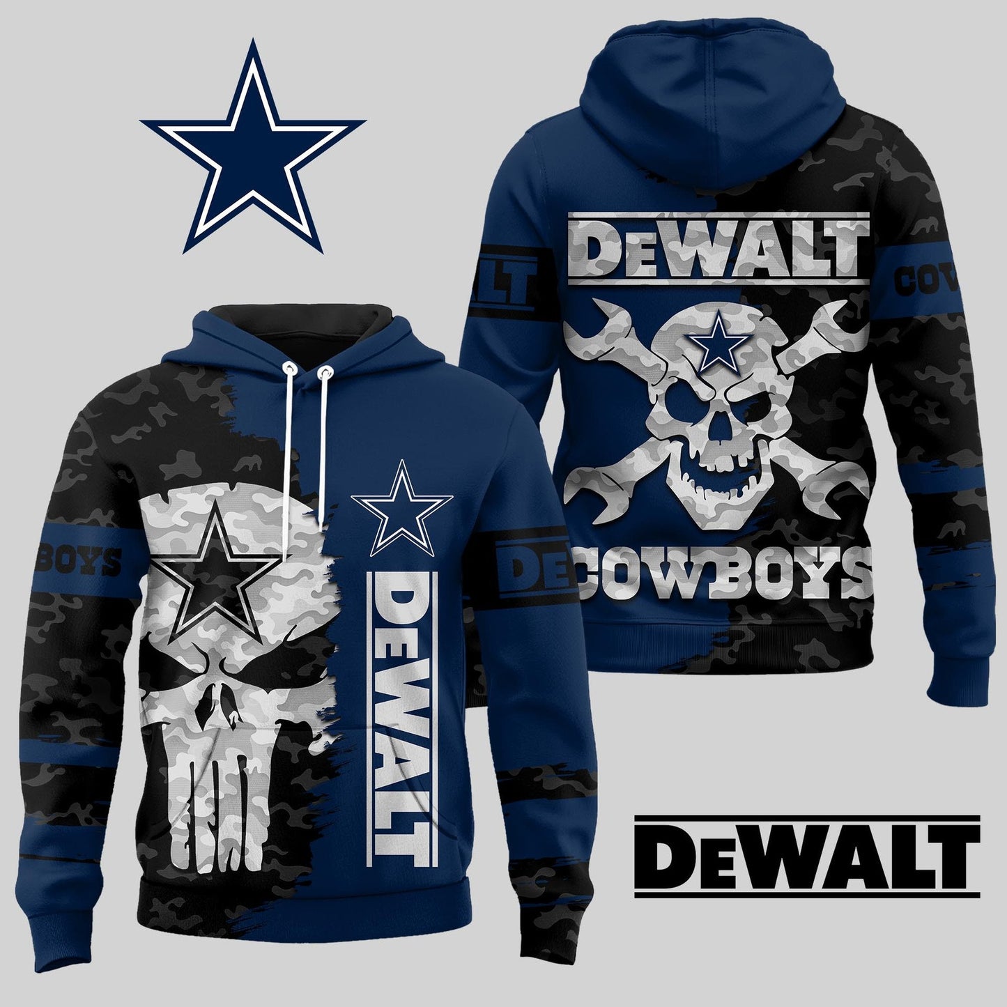 LIMITED EDITION - NEW CUSTOMIZED NFL21 DCB DALLAS COWBOYS DEWALT UNISEX T-SHIRT, POLO, HOODIE & JACKETS