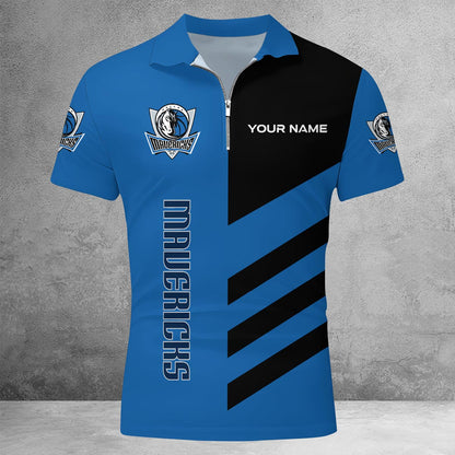 LIMITED EDITION - NEW CUSTOMIZED NBA18 DM DALLAS MAVERICKS ZIP POLO SHIRT