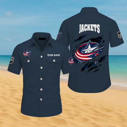 LIMITED EDITION - NEW CUSTOMIZED NHL18 CBJ COLUMBUS BLUE JACKETS CARGO SHIRT