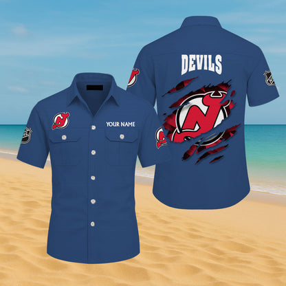LIMITED EDITION - NEW CUSTOMIZED NHL06 NJD NEW JERSEY DEVILS CARGO SHIRT